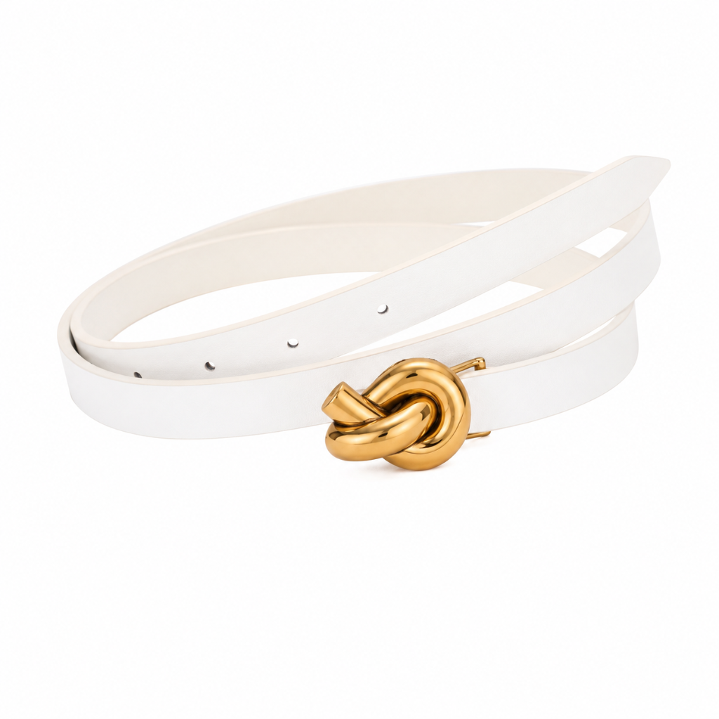 Vienna white leather belt strap detail