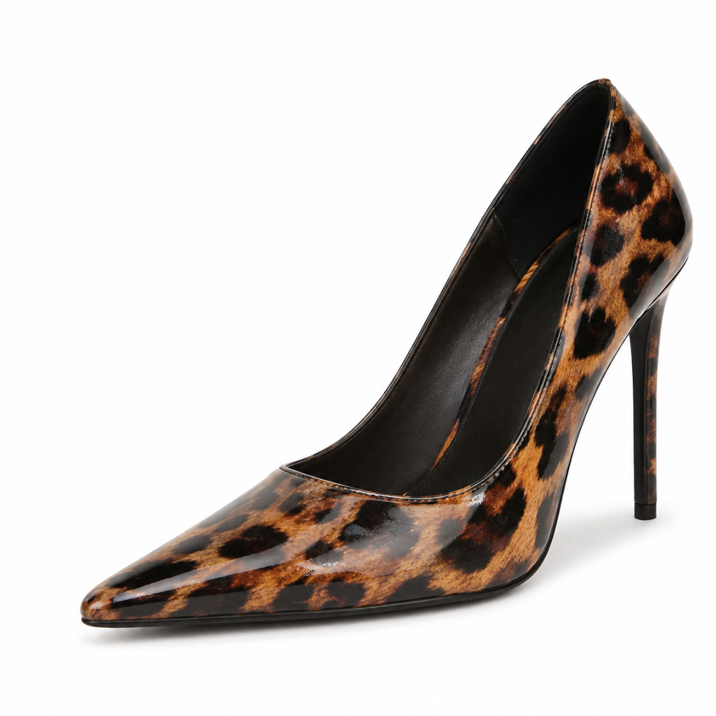 Strasbourg women's leopard print court shoes side profile