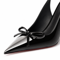 Loire women's black court shoes pointed toe detail