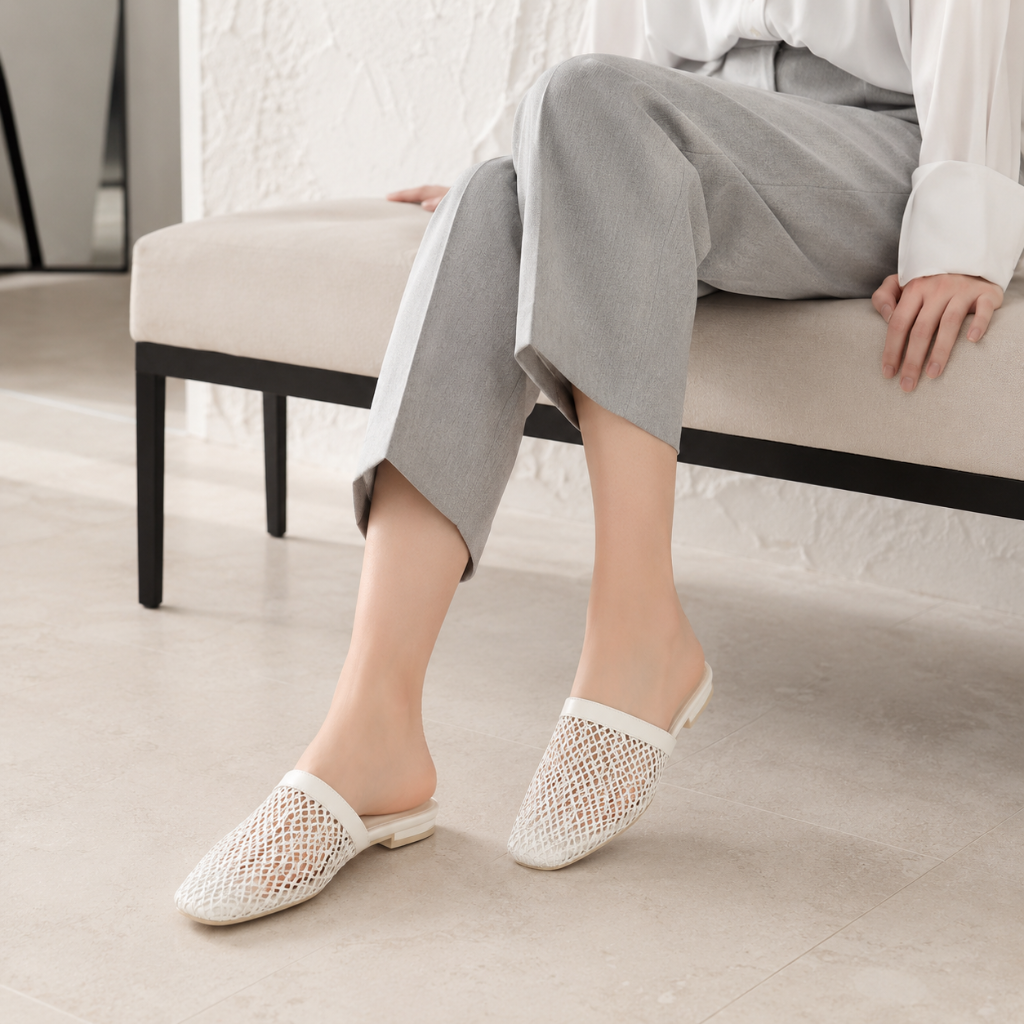 Concorde women's white mules alternate angle