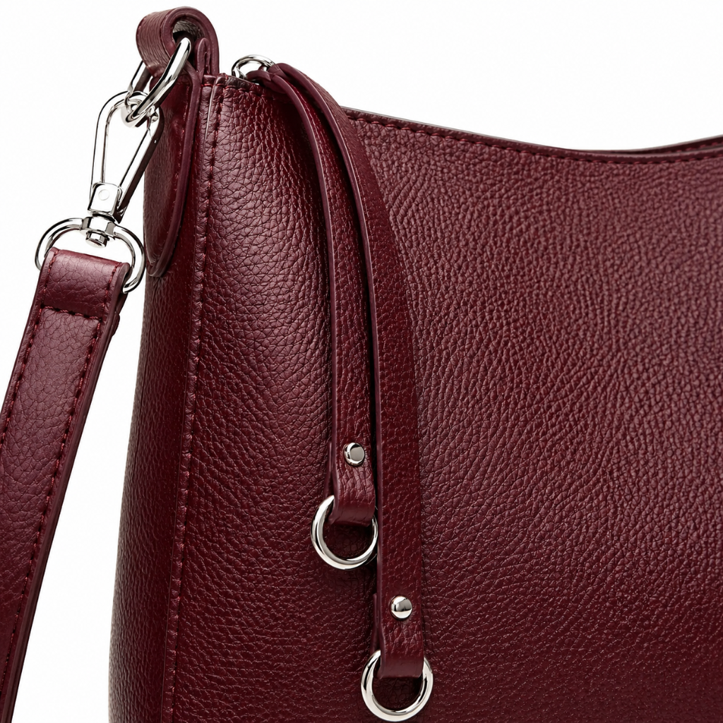 Opera women's burgundy shoulder bag side profile