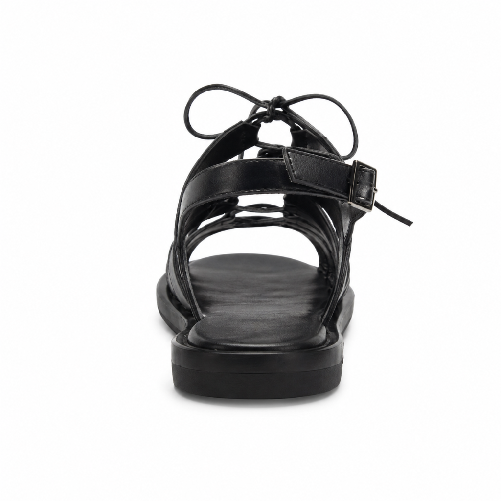 Monaco women's black sandals fastening detail