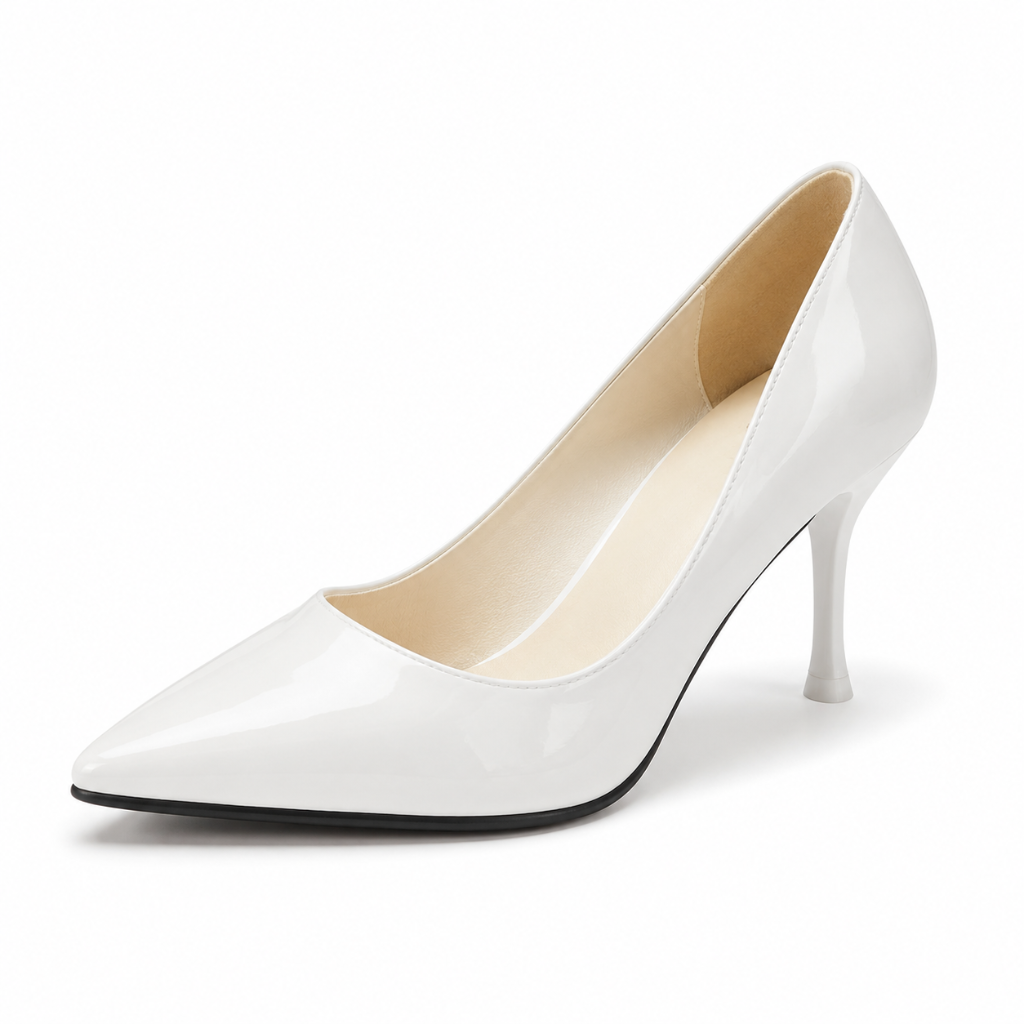Annecy women's white court shoes side profile