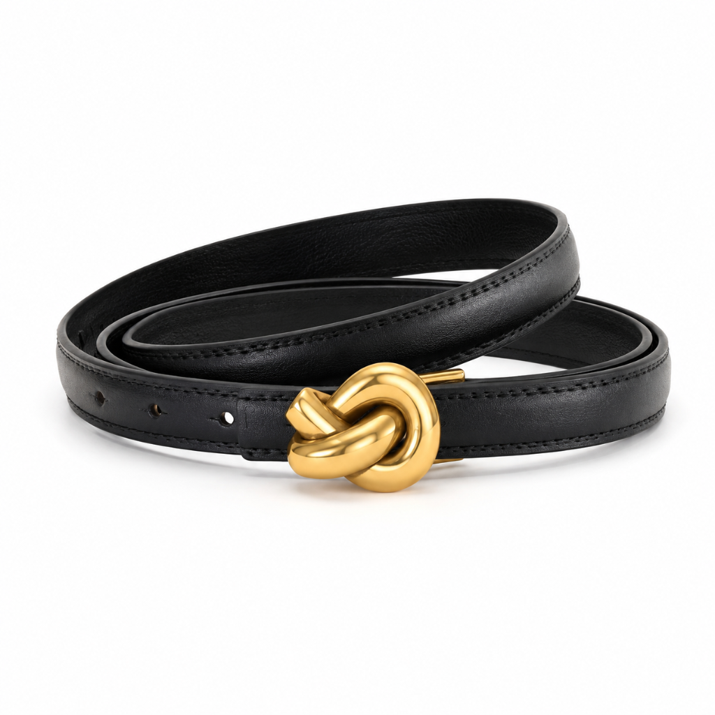 Vienna women's black leather belt strap detail