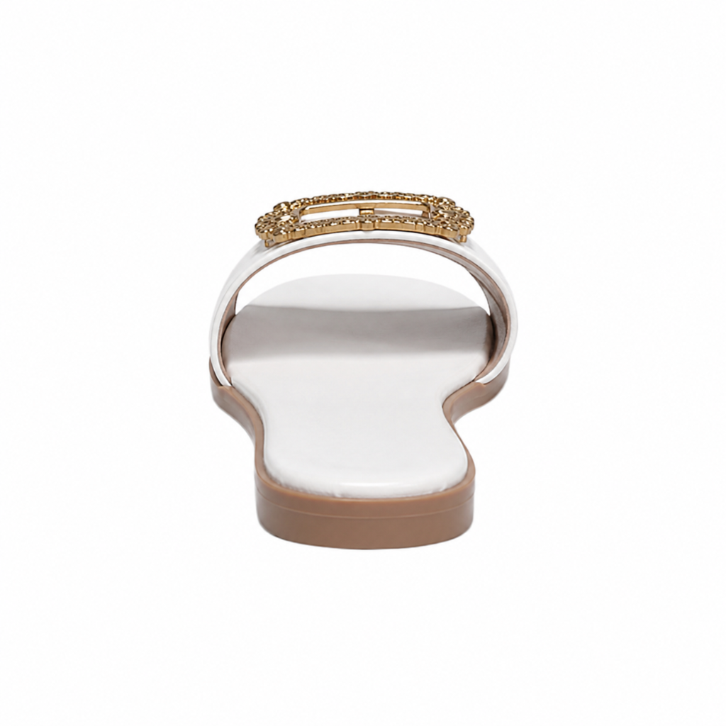 Lyon women's white sandals upper detail