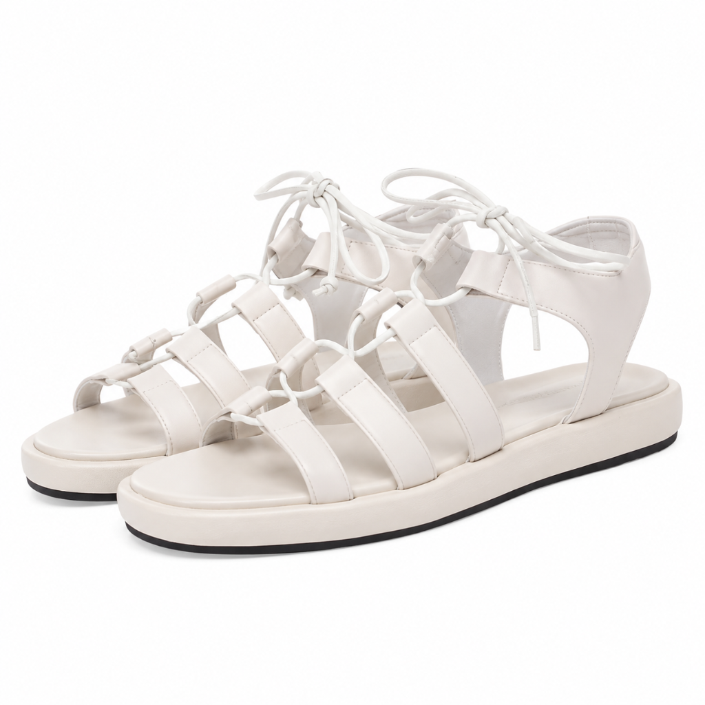Monaco women's white sandals side profile