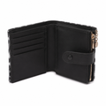 As women's black leopard print wallet interior compartments