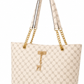 Venice women's white tote bag side profile