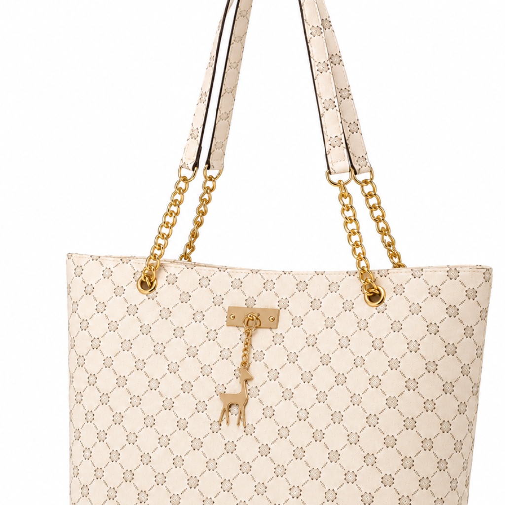 Venice women's white tote bag side profile