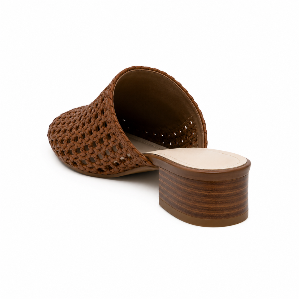 Marais women's brown mules upper detail