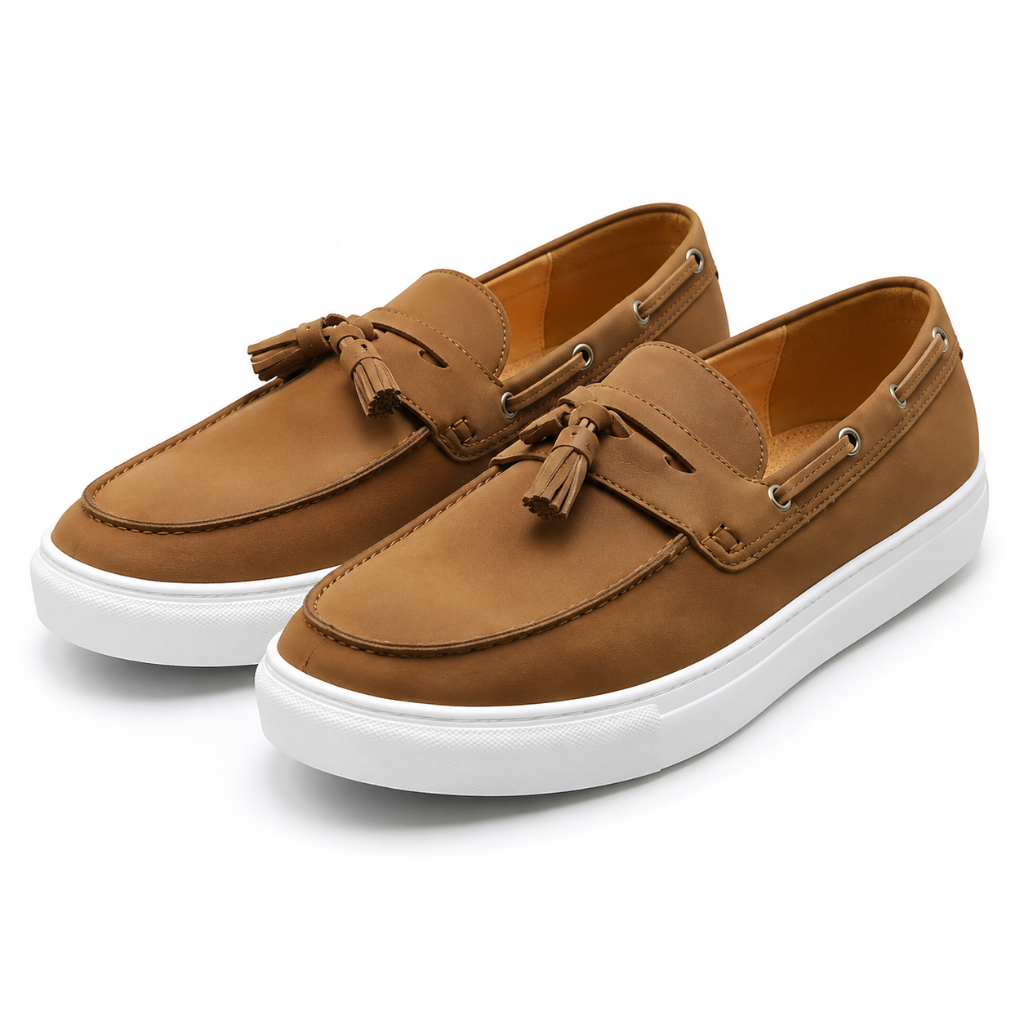 Monaco women's brown loafers side profile
