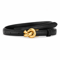 Vienna women's black leather belt geometric detail