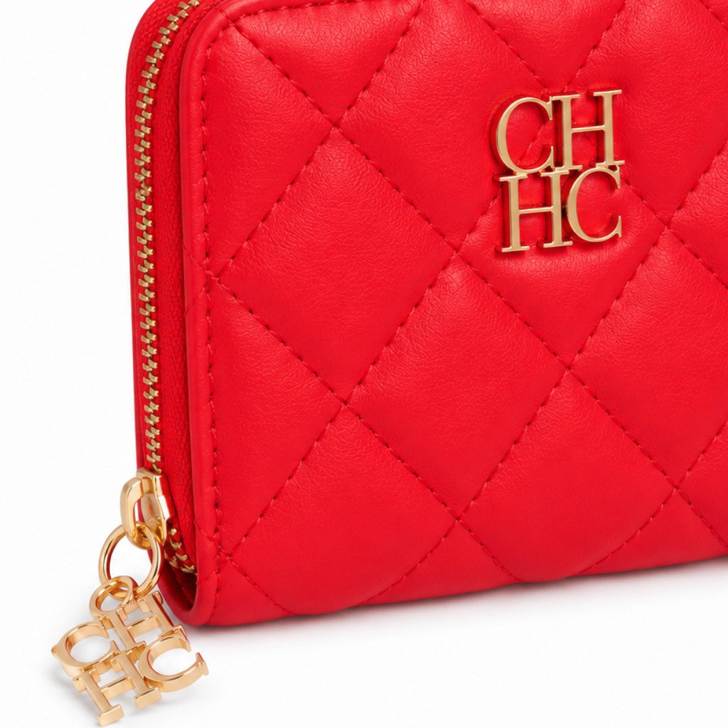 Verona women's red wallet zip closure detail