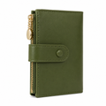 As women's green wallet interior compartments