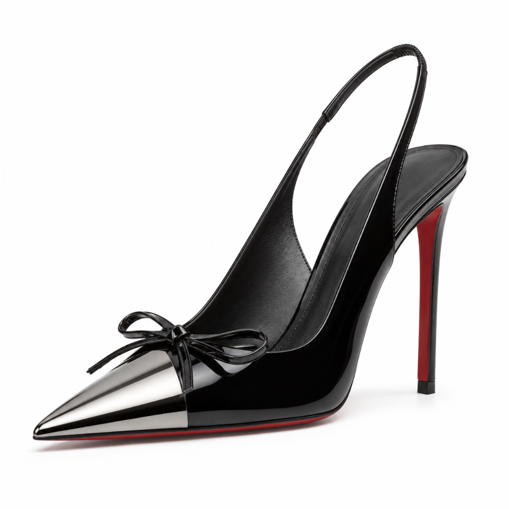 Loire women's black court shoes side profile