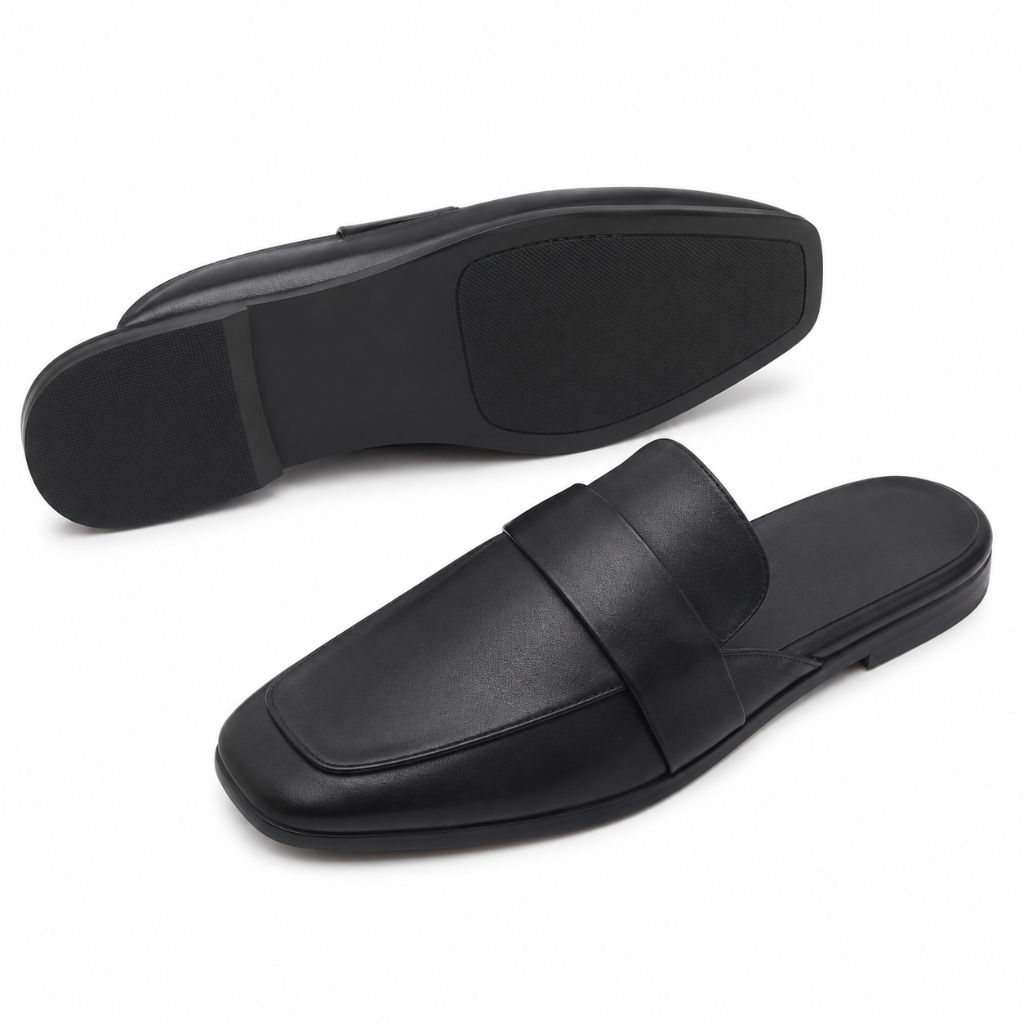 Sorbonne women's black mules upper detail