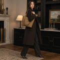 Venice women's brown tote bag zip closure detail