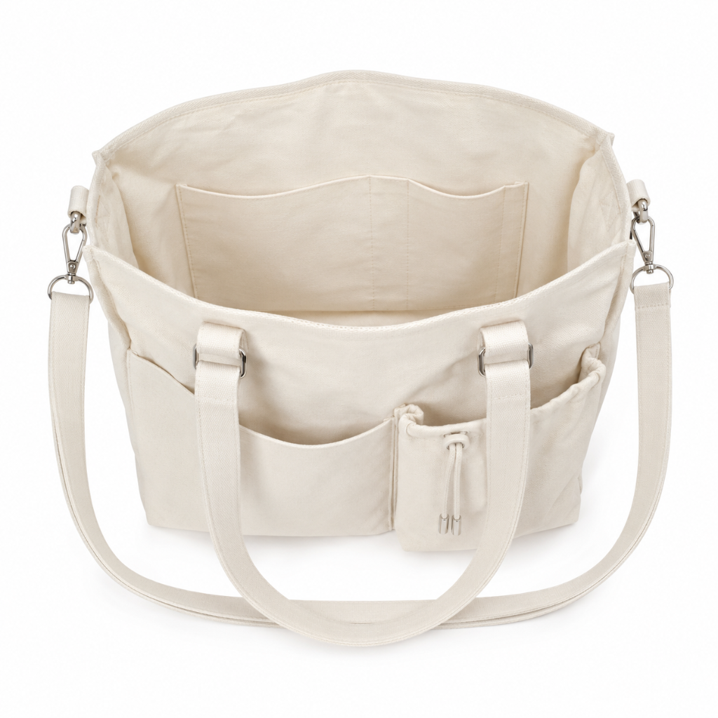 Madeleine women's white tote bag interior detail