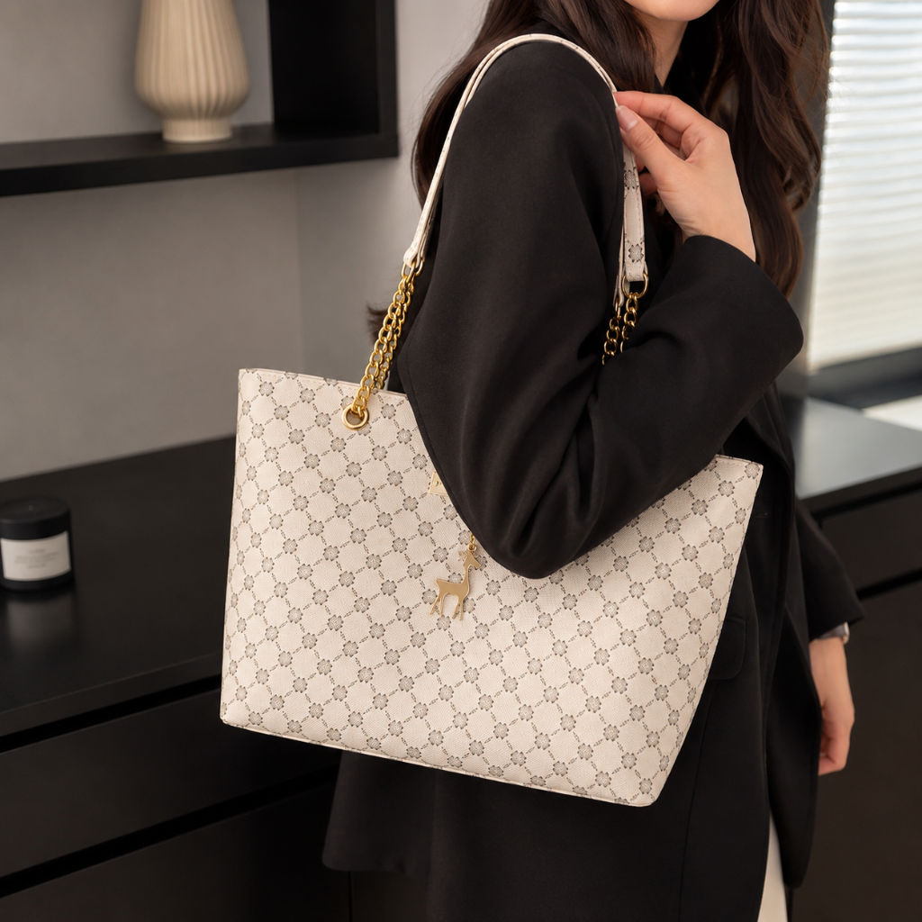 Venice women's white tote bag alternate angle