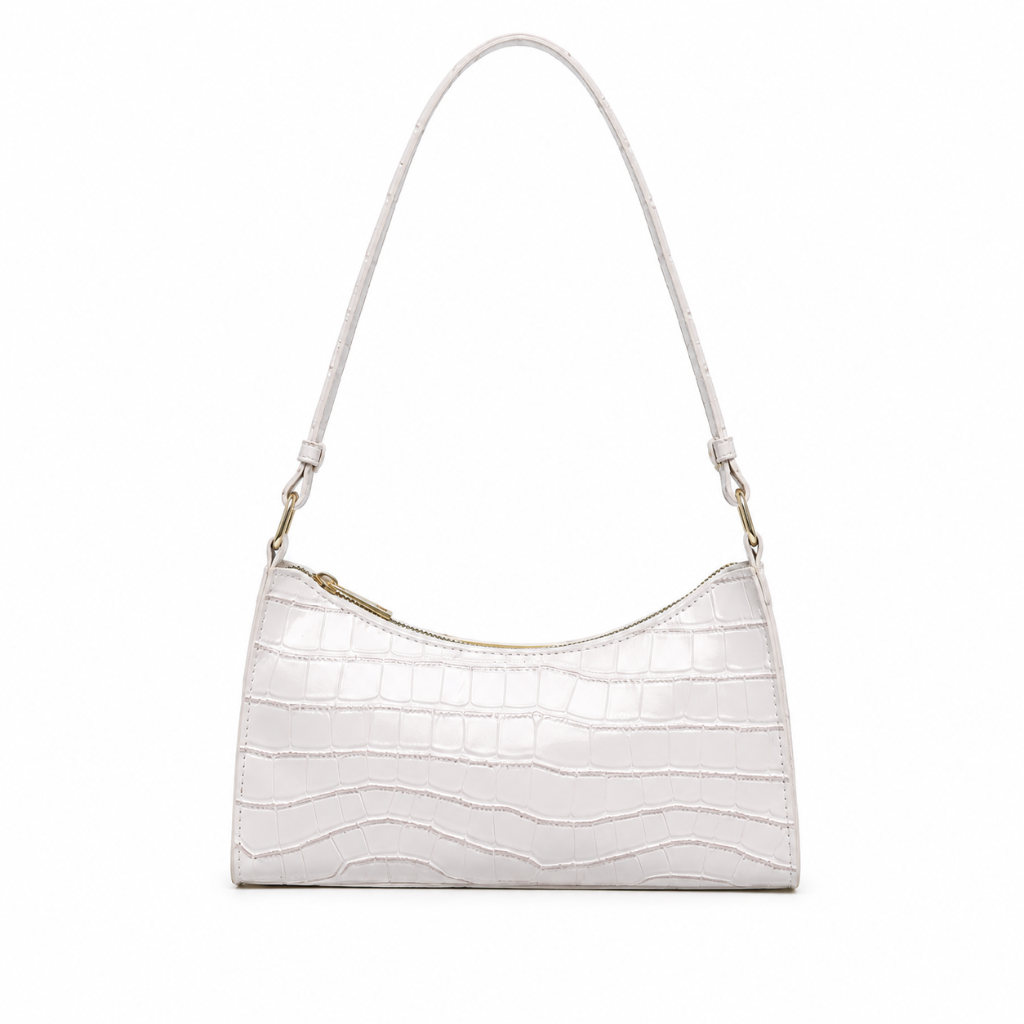 Capri women's white handbag half-moon silhouette