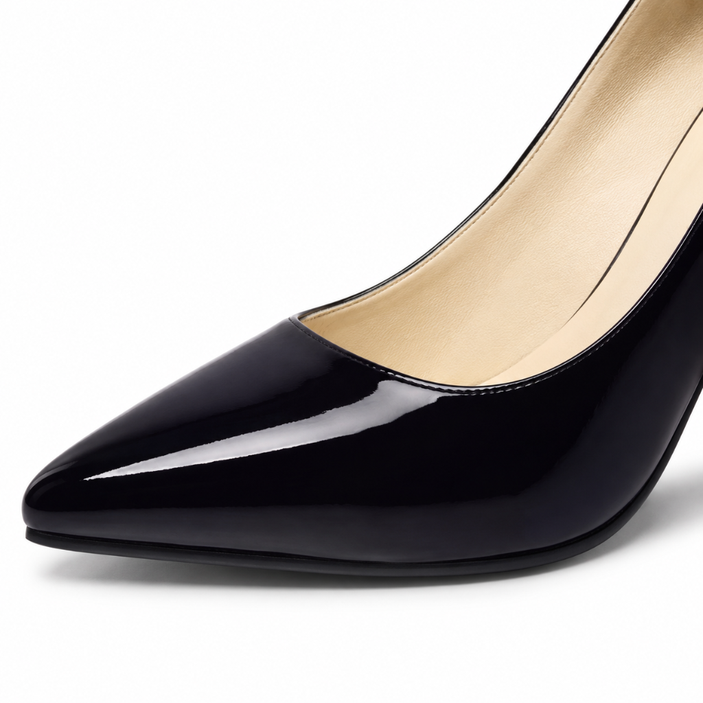 Annecy women's black court shoes pointed toe detail