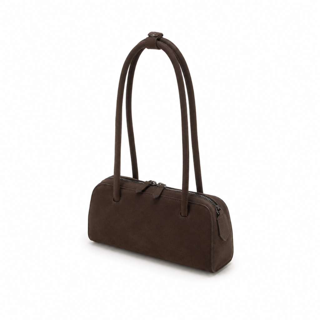 Luxembourg women's brown shoulder bag faux-suede detail
