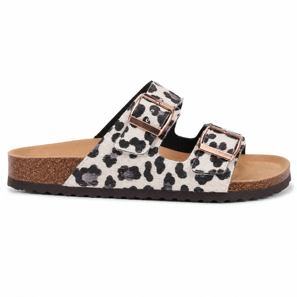 Colmar women's grey leopard-print sandals