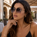 Ibiza women's gold and grey sunglasses alternate angle