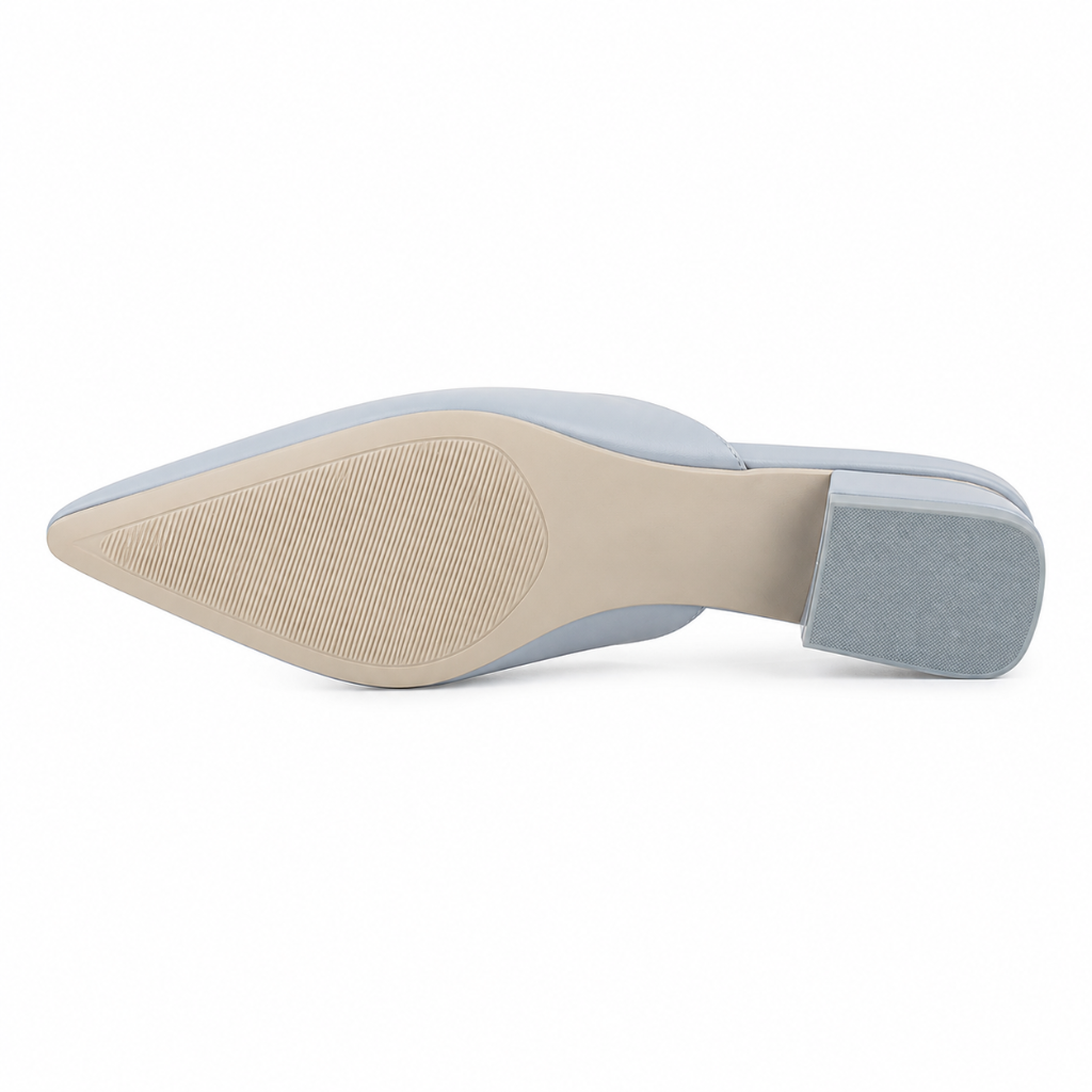 Rome women's blue mules upper detail
