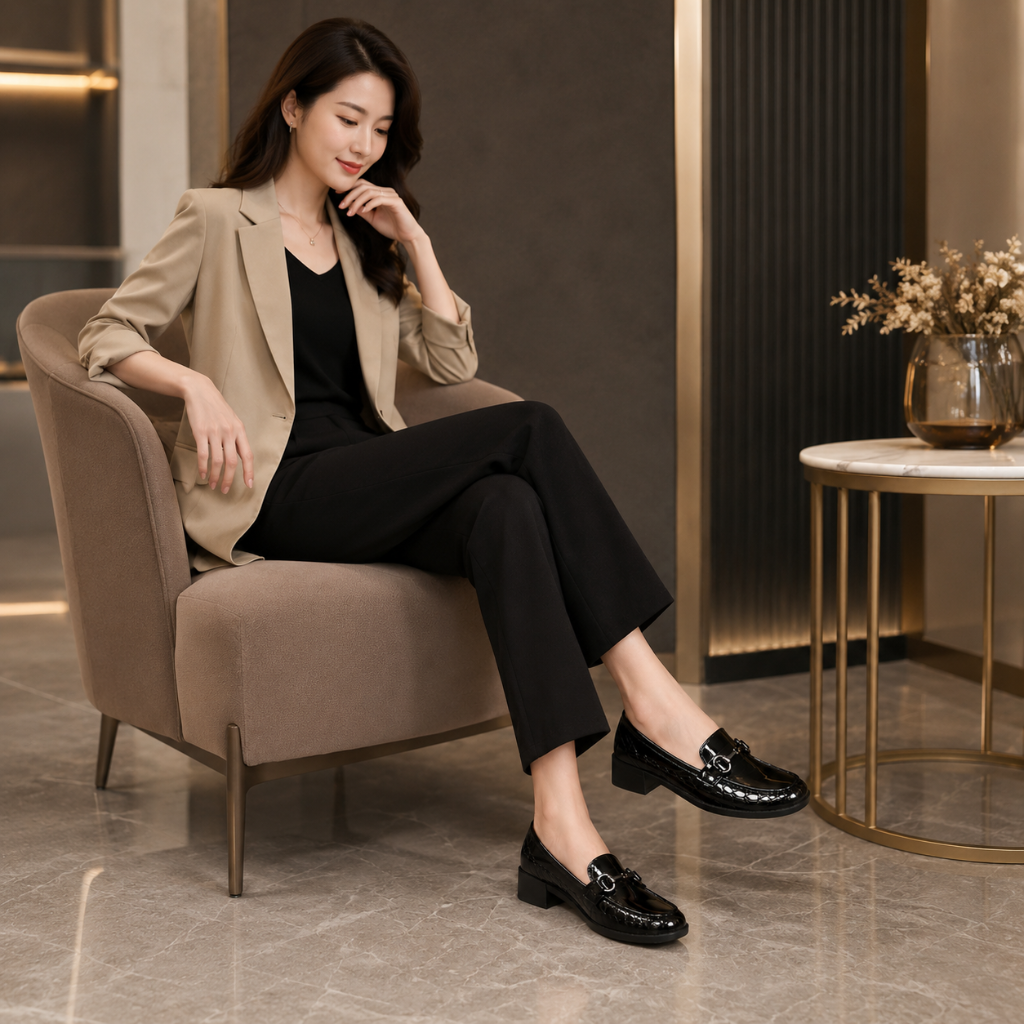 Saint-Tropez women's black loafers additional view