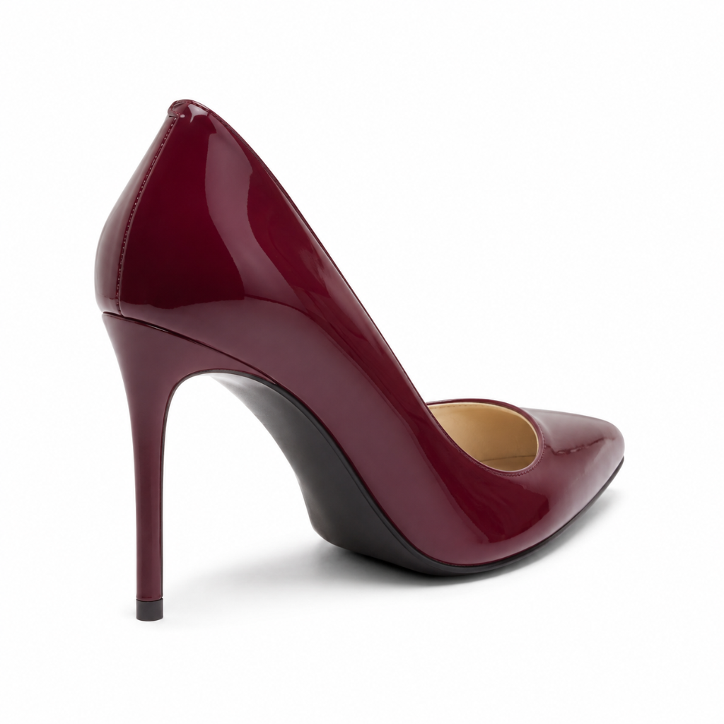 Annecy women's burgundy court shoes heel detail