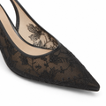 Nice women's black court shoes side profile