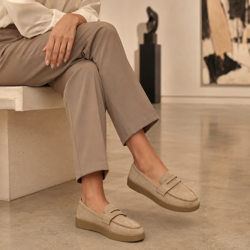 Annecy women's beige loafers alternate angle