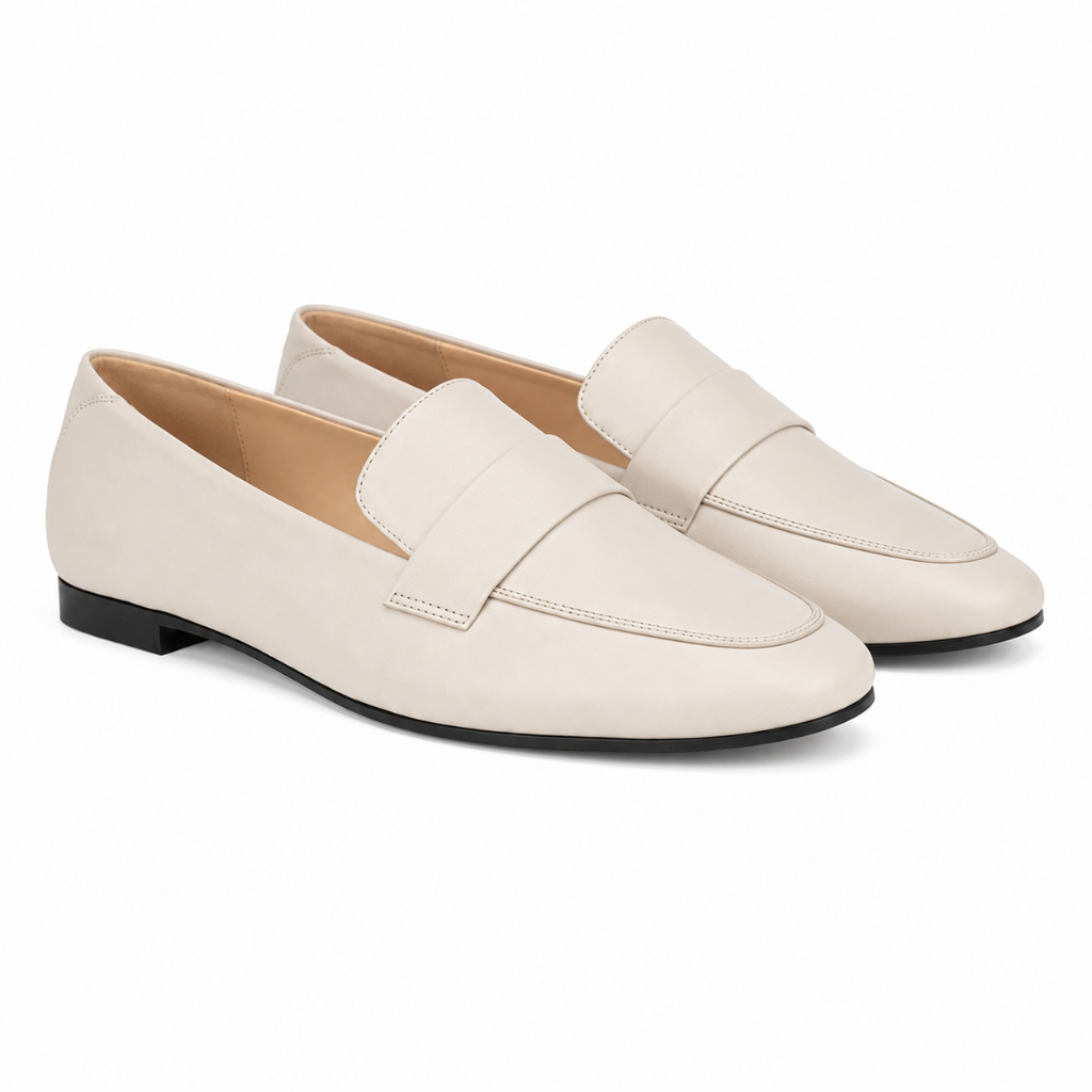 Bordeaux women's white loafers side profile