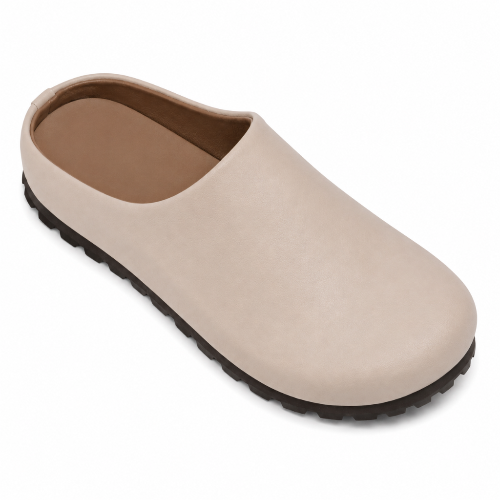 Annecy women's off-white leather sandals low heel profile