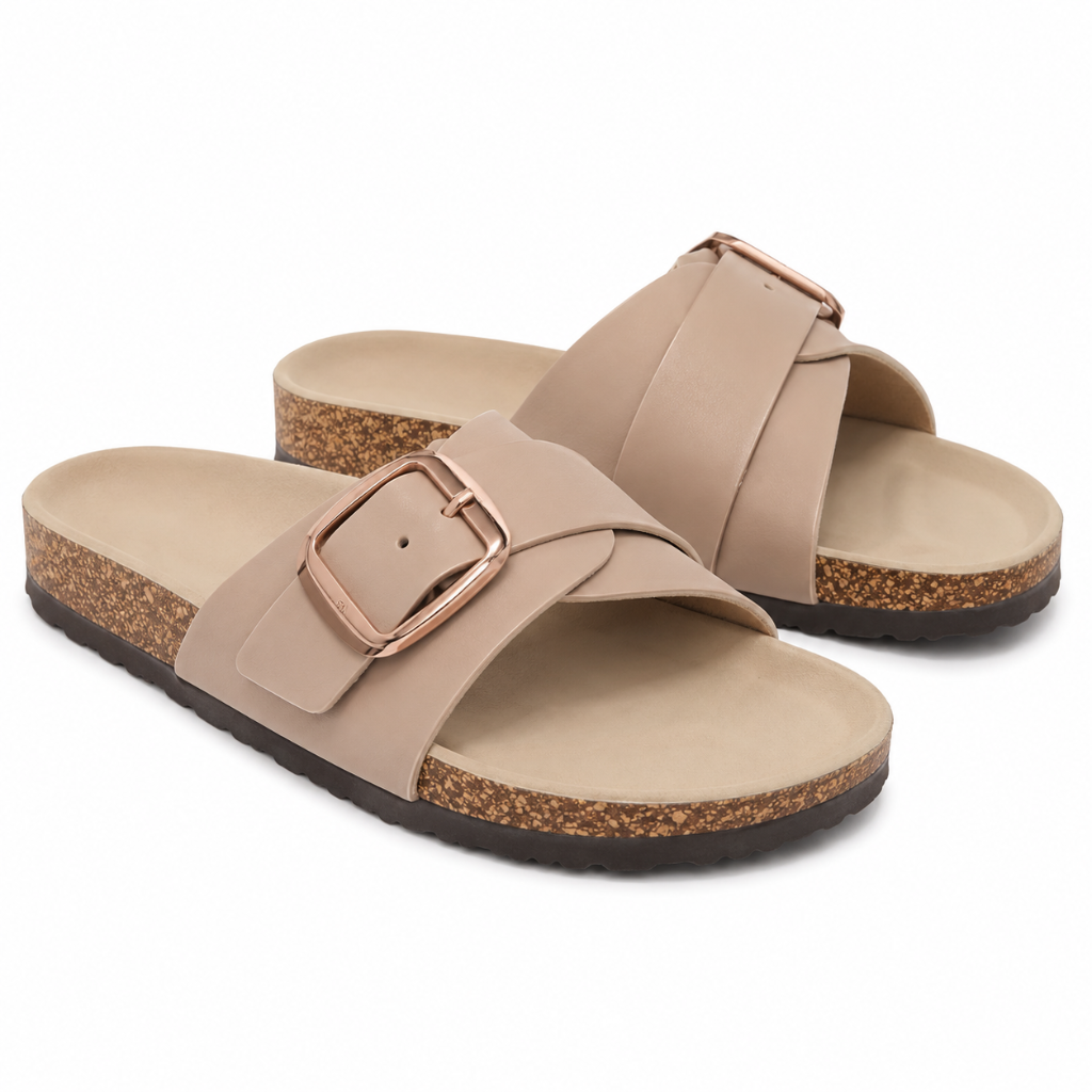Deauville women's beige suede sandals side profile
