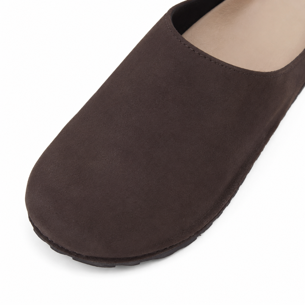 Annecy women's coffee-brown leather sandals low heel profile