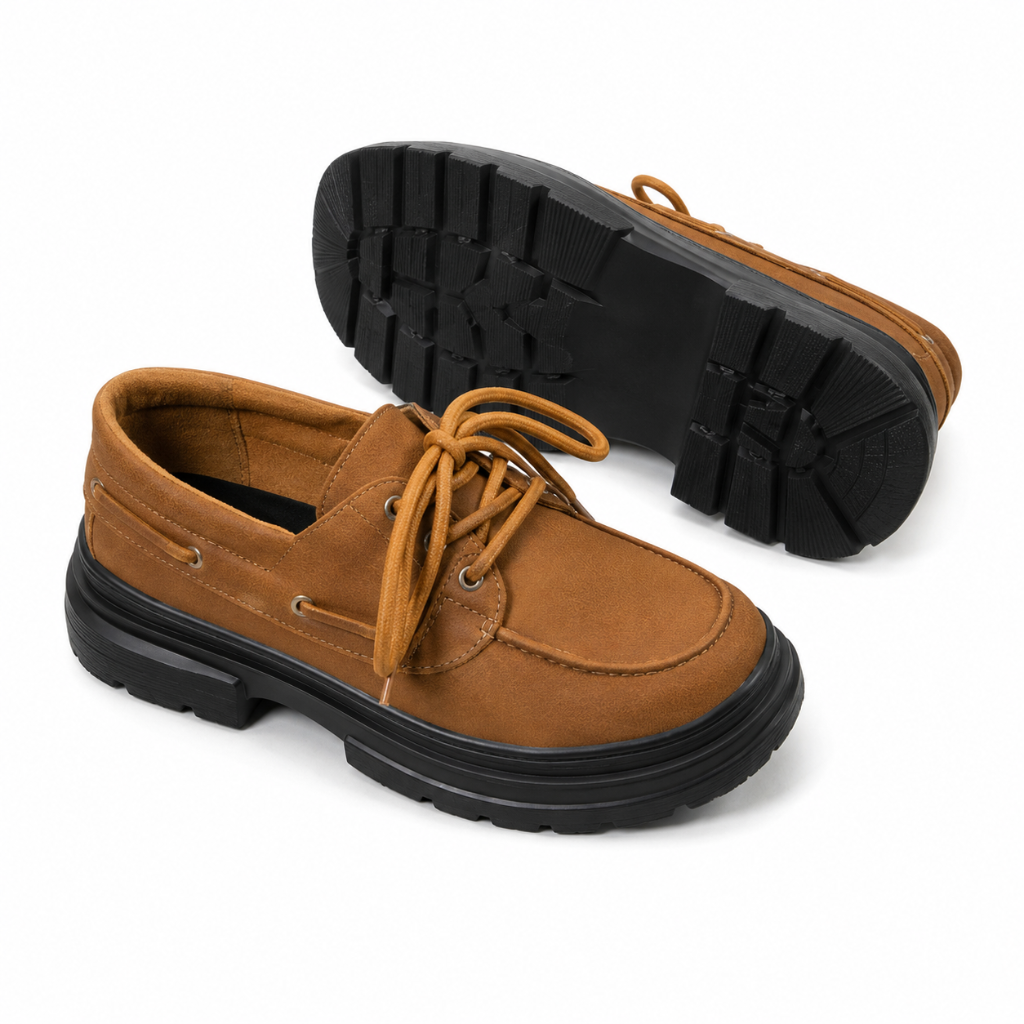 Chantilly women's caramel loafers upper detail