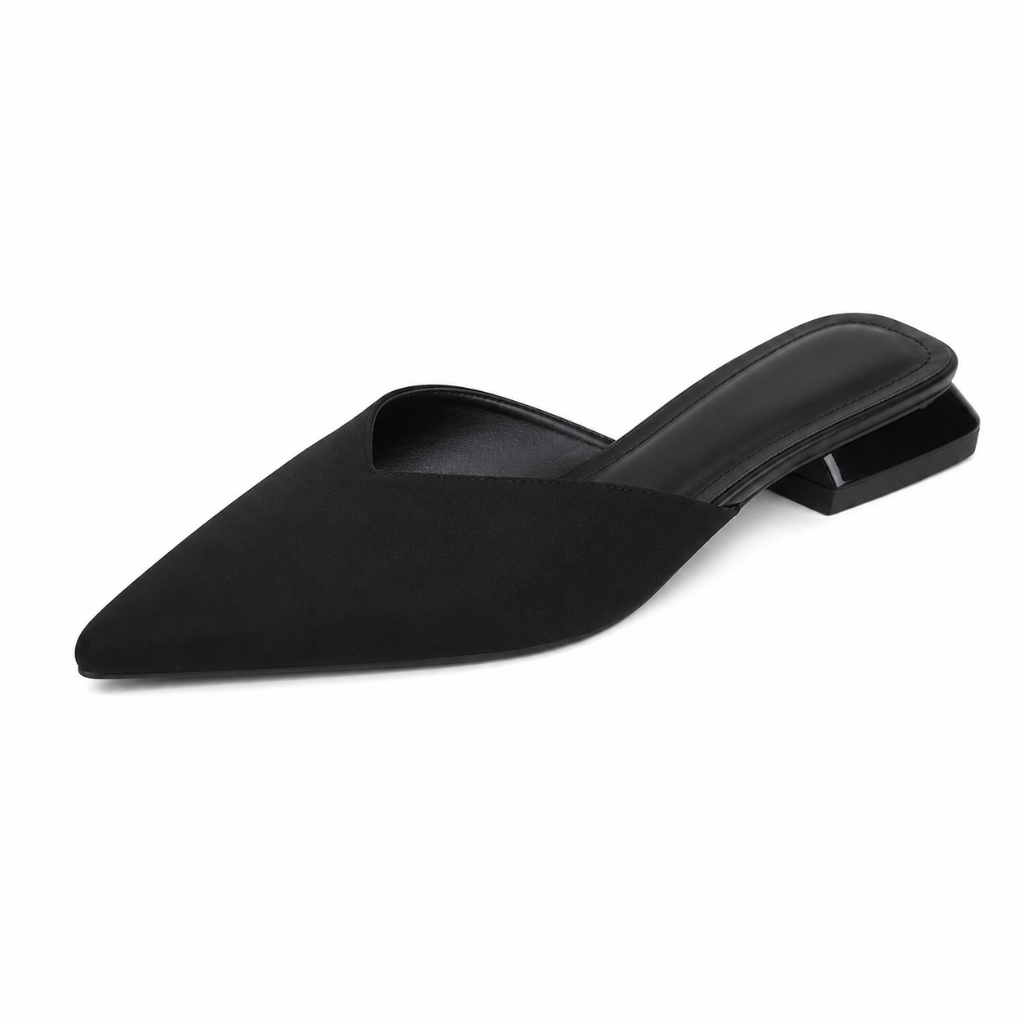 Rome women's black mules side profile