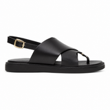 Marseille women's black leather sandals