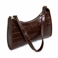 Capri women's dark brown handbag alligator-effect detail