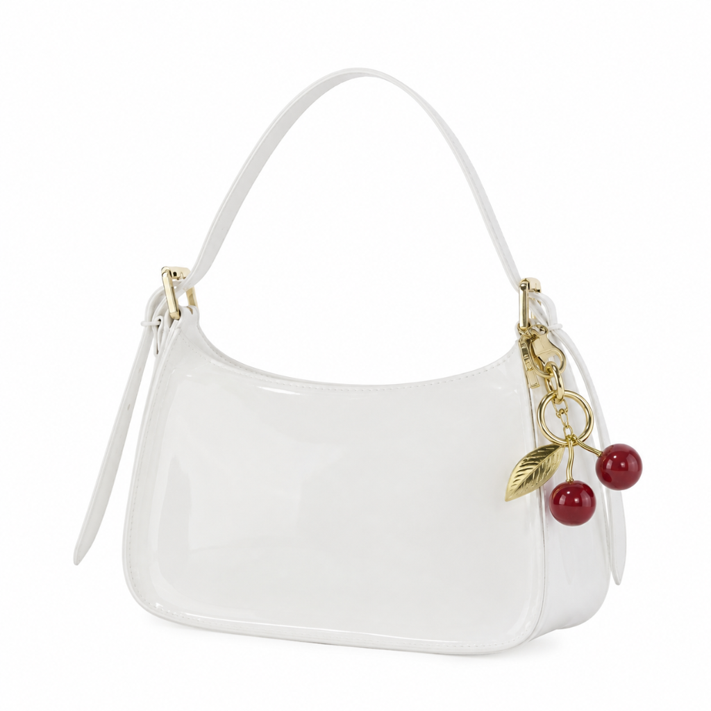 Milan women's white shoulder bag interior pockets detail