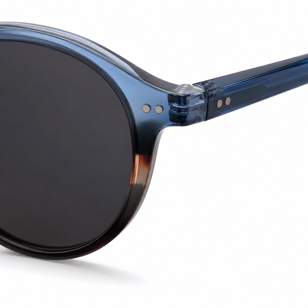 Rhodes black round sunglasses side profile