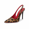 Saint-Tropez women's black leopard print court shoes side profile