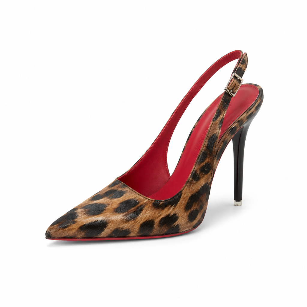 Saint-Tropez women's black leopard print court shoes side profile