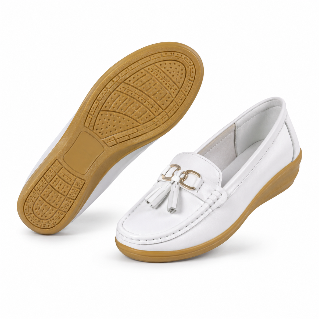 Avignon women's white loafers upper detail