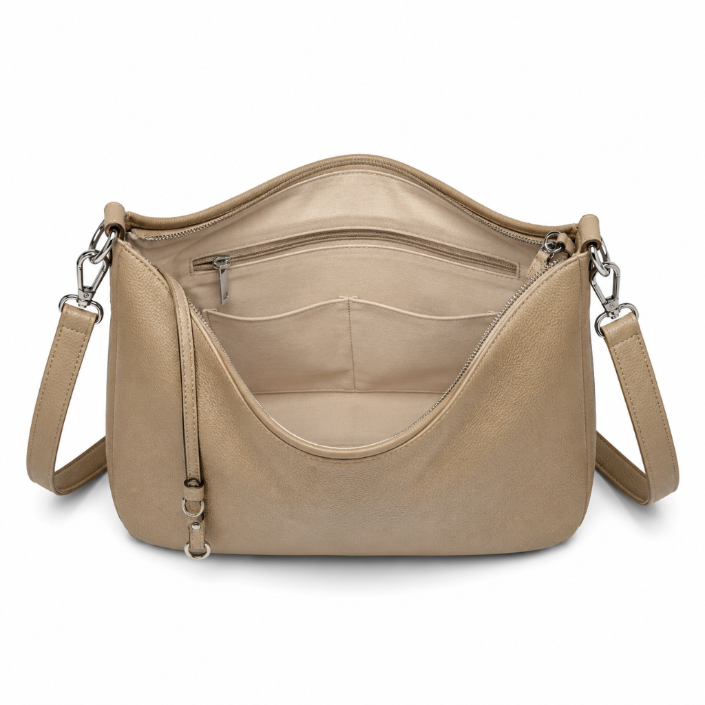 Opera women's beige shoulder bag interior detail