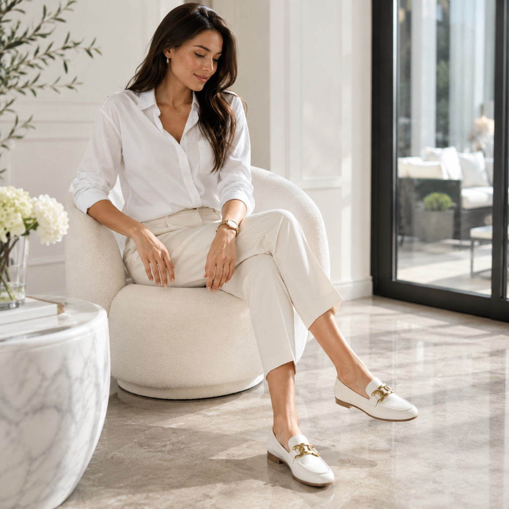 Nice women's white loafers additional view