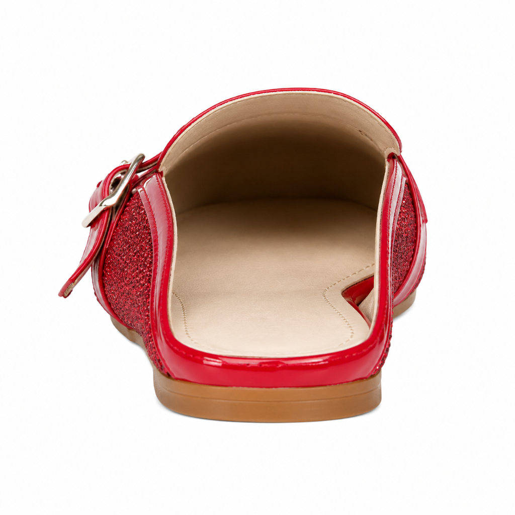Elysium women's red mules sole detail
