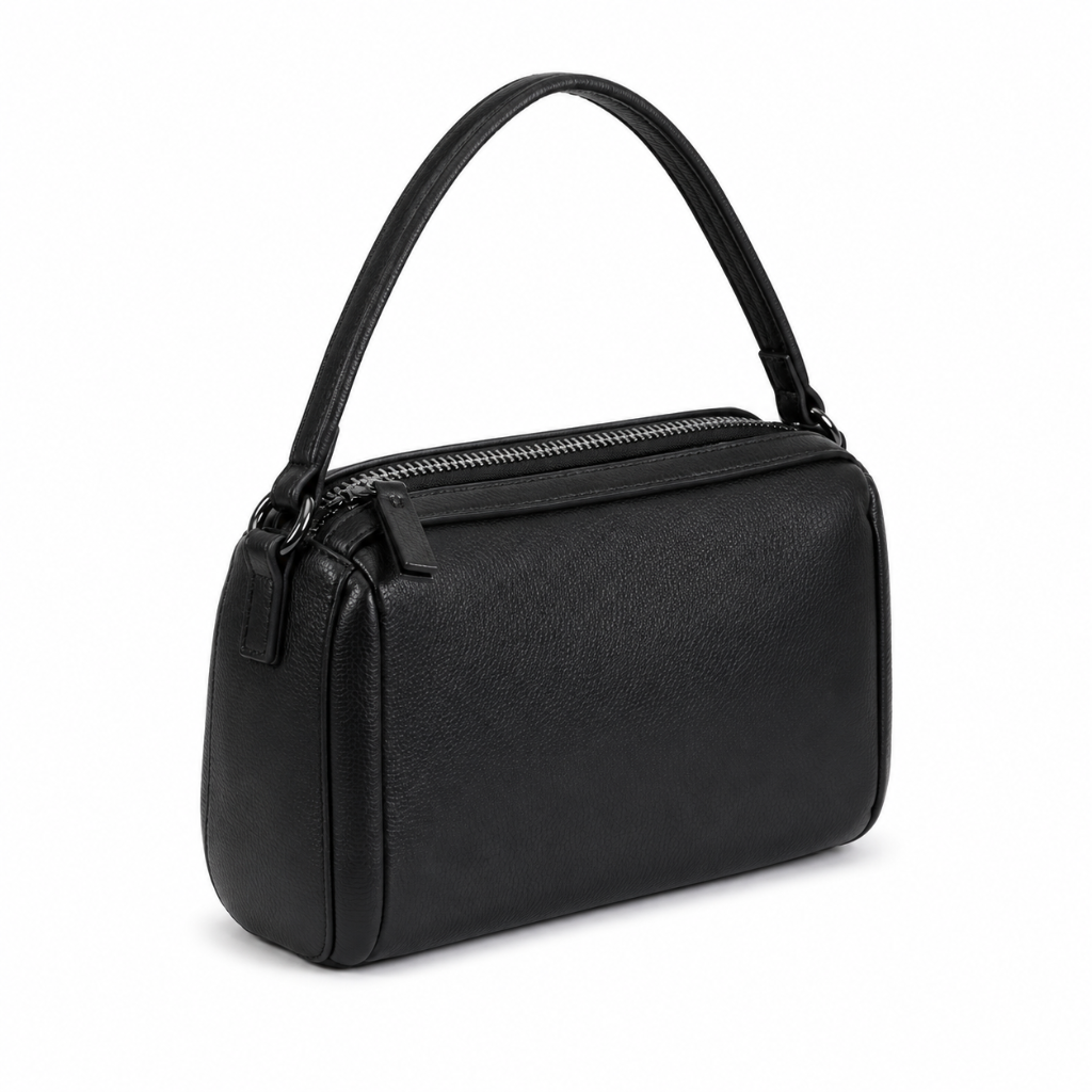 Tuileries women's black shoulder bag leather detail